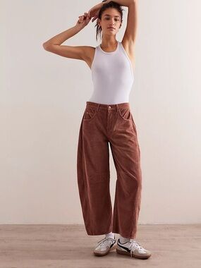 Corduroy Button-Front Jeans in Dusty Rose